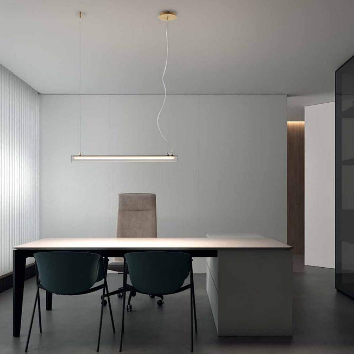 Suspension Led Tube Oslo Verre Et Laiton laiton, MILLUMINE