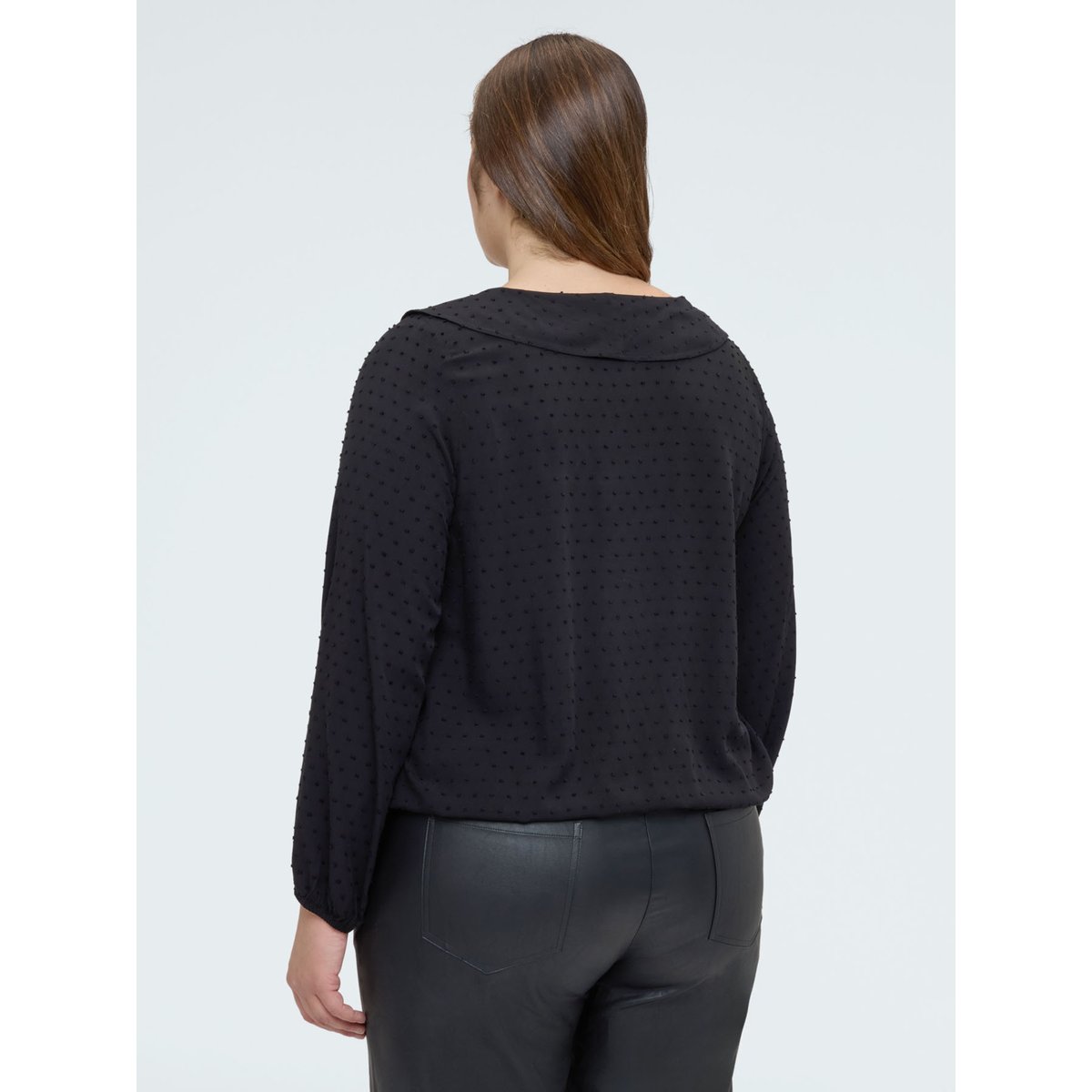 Blouse à pois avec volant noir, FIORELLA RUBINO