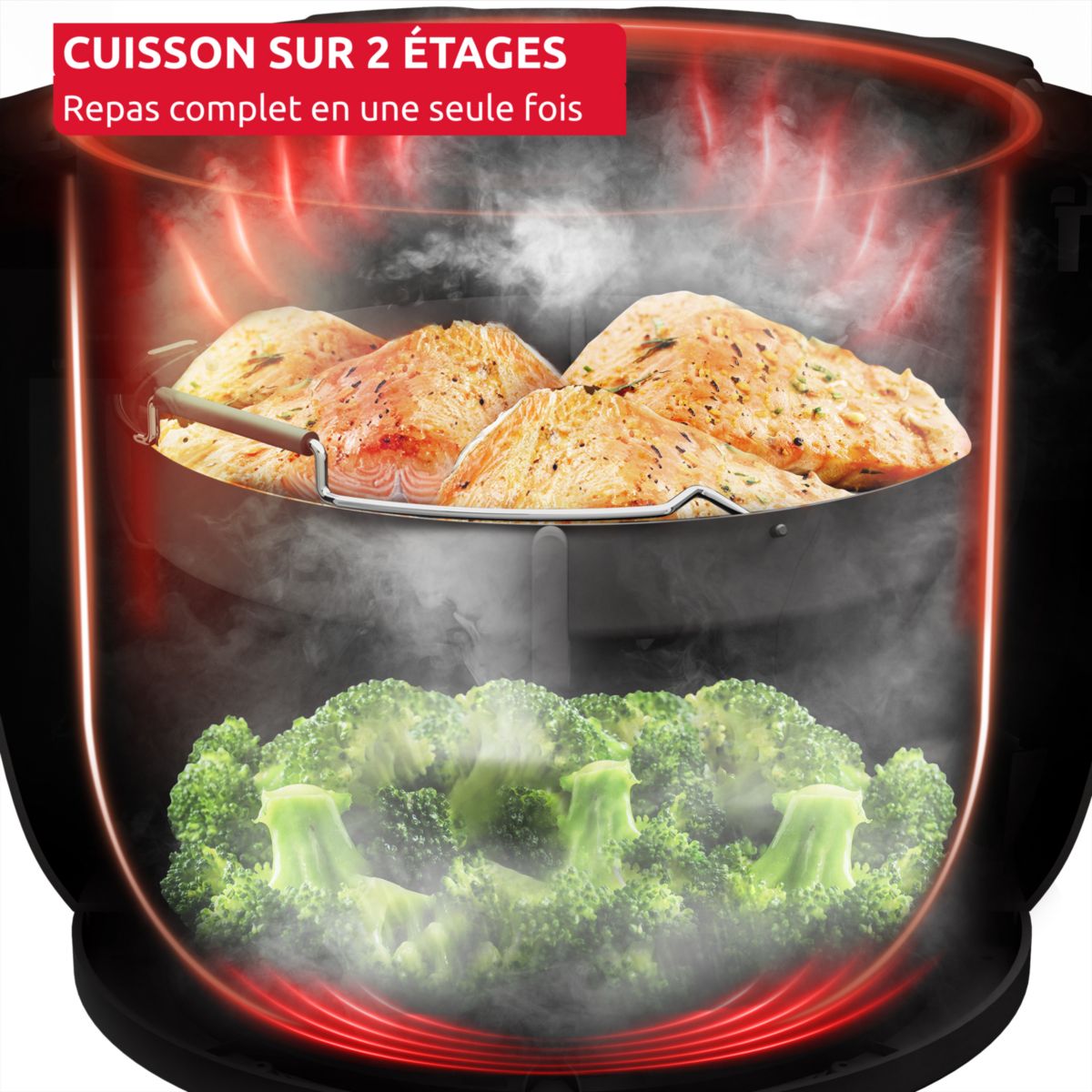 Cookeo Multicuiseur Airfryer Cookeo Infinity sans pale Blanc CE9721F0 16 modes de cuisson, 6,5 L couleur unique, MOULINEX