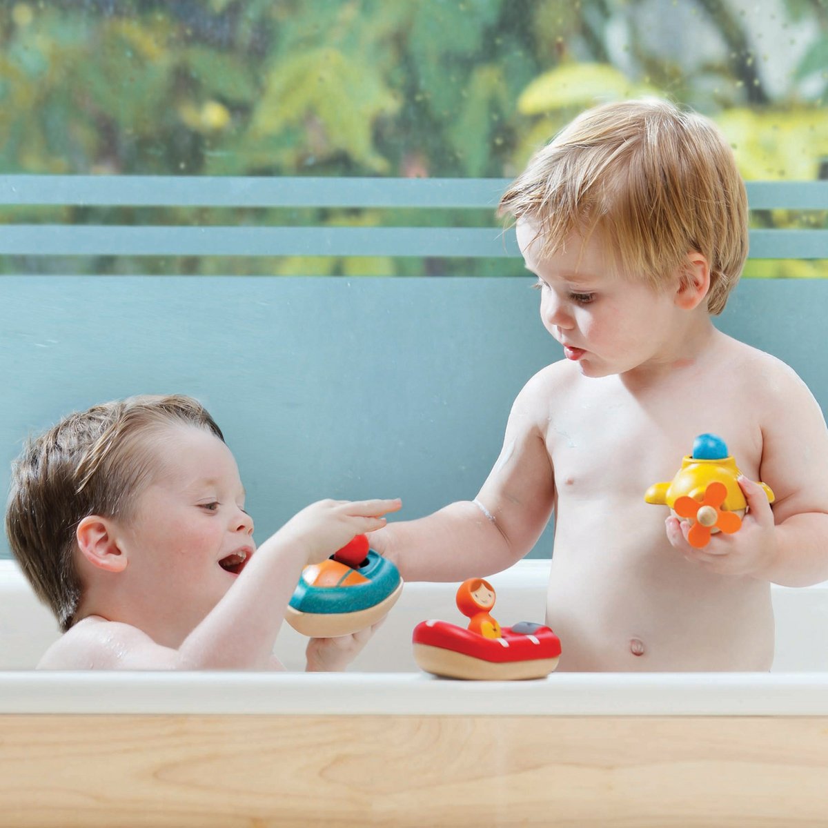 Jouet de bain Mon hors-bord vert, orange, PLAN TOYS