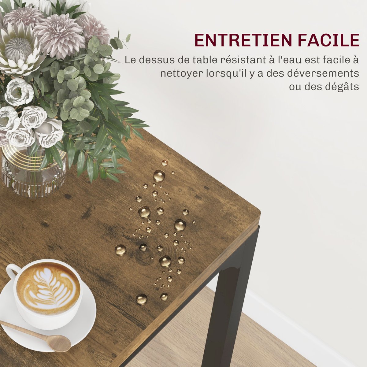 Ensemble de table à manger MDF Brun Rustique brun rustique, noir, HOMCOM