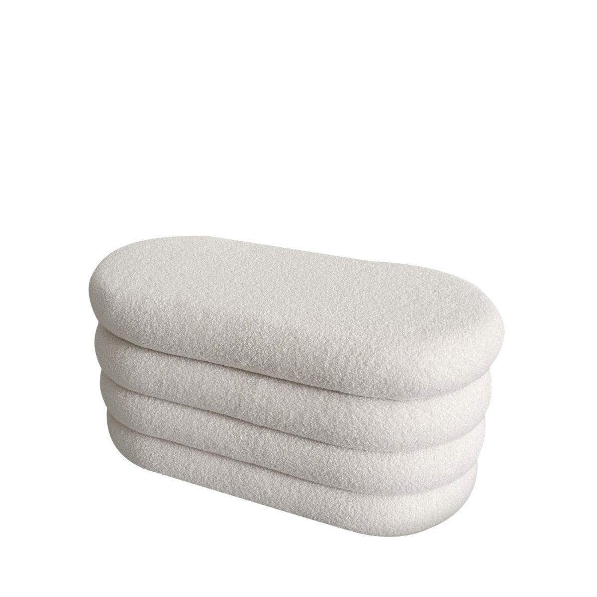 Banc coffre en tissu bouclette L85cm- MIRO blanc, DRAWER