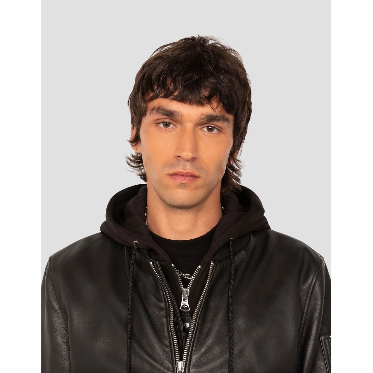 LCSPORT Hooded Leather Bomber Jacket black, SCHOTT