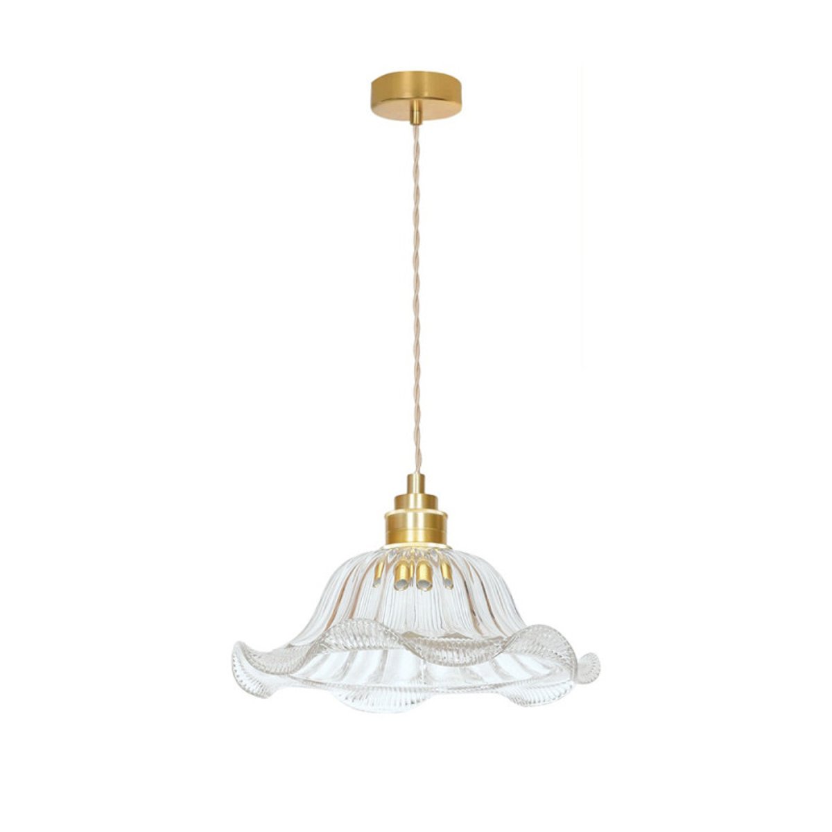 Suspension rétro dorée et verre transparent Jeanne transparent, MILLUMINE