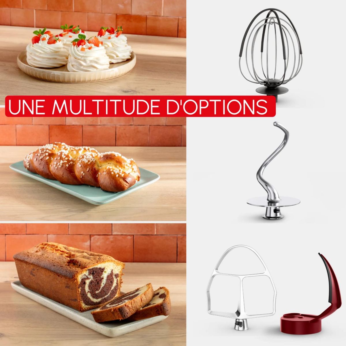 Robot pâtissier BAKE PARTNER + & ACC QA5458F1 couleur unique, MOULINEX