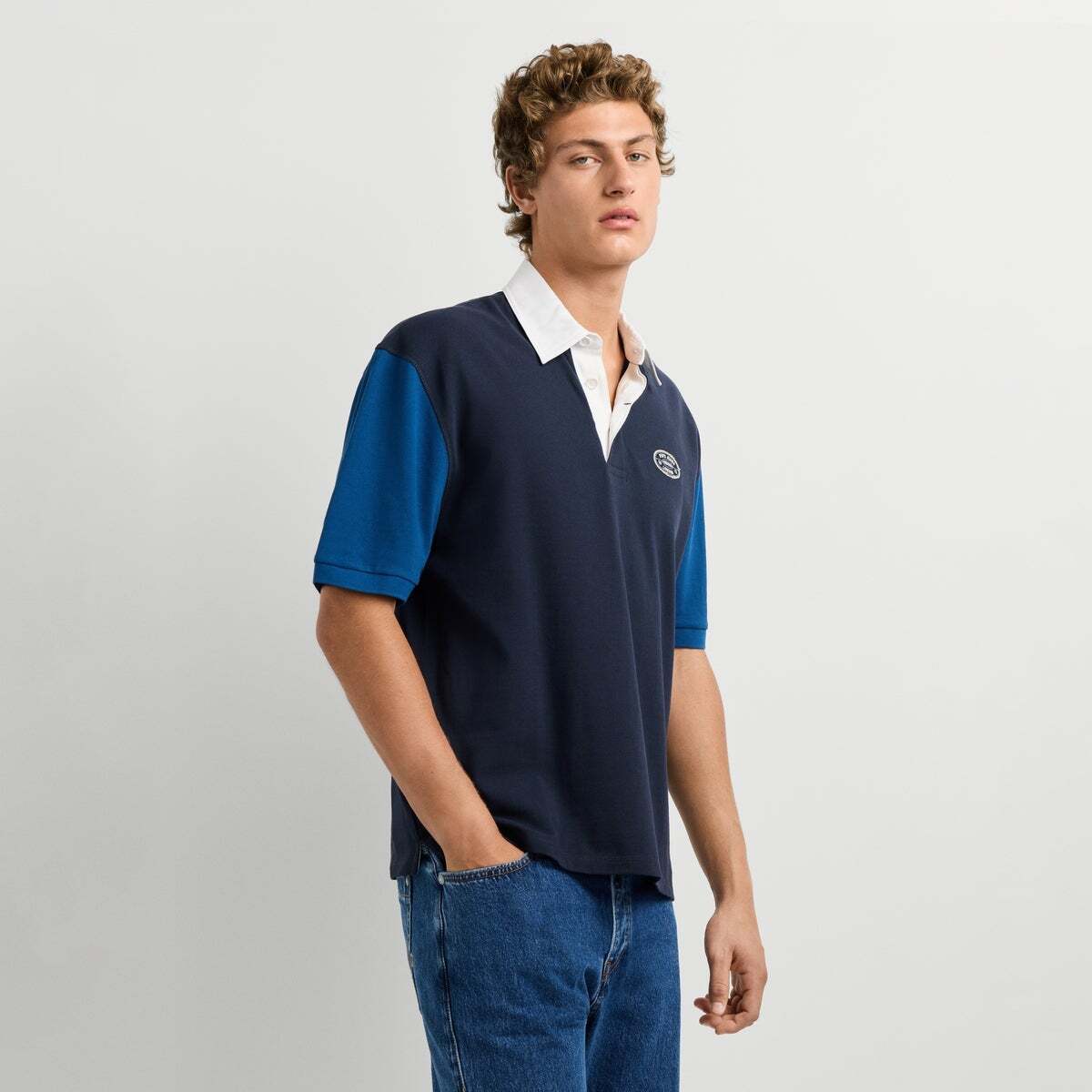 Polo Piqué Coupe Casual bleu mer profonde, PEPE JEANS