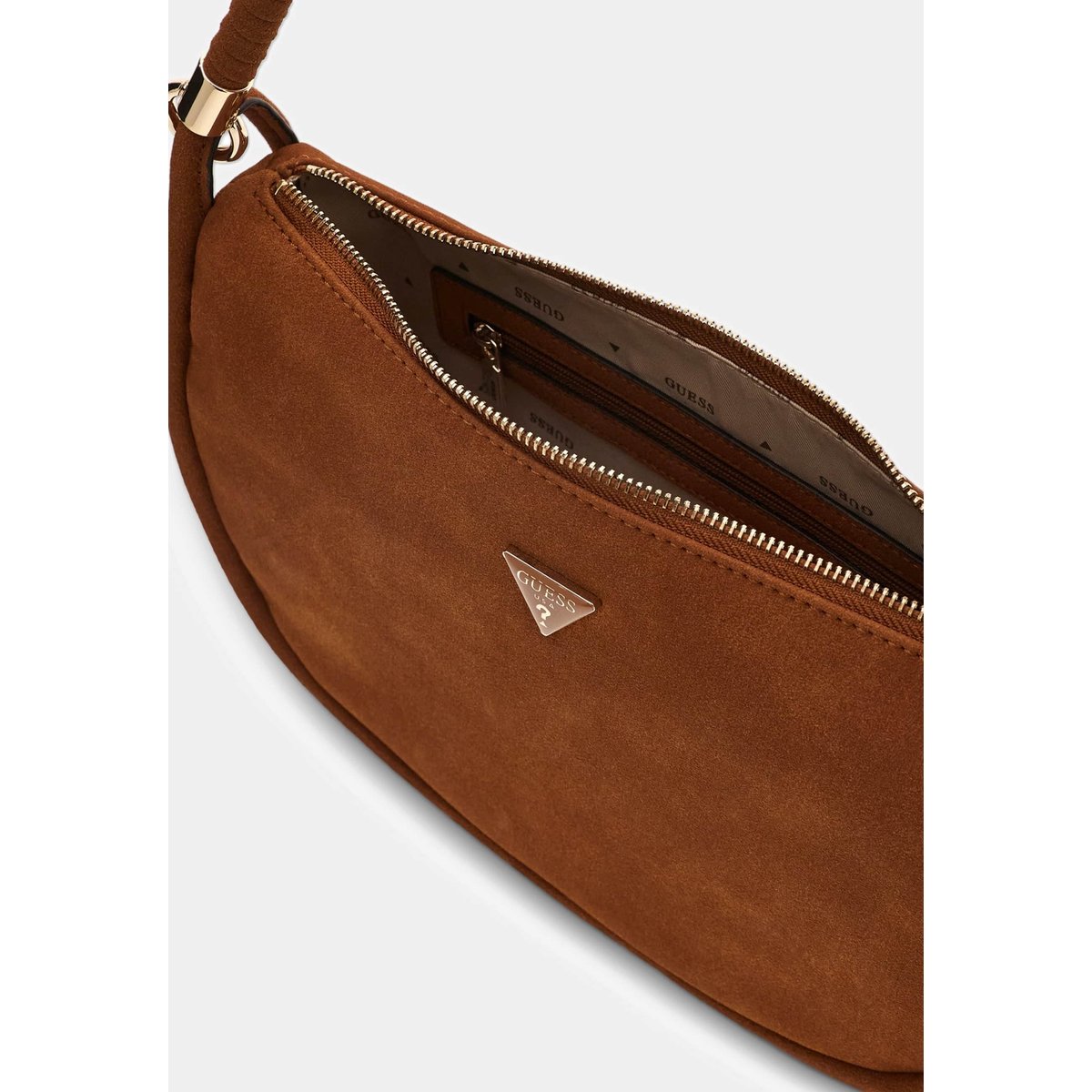 Sac À Bandoulière En Suédine Synthétique Danya marron, GUESS