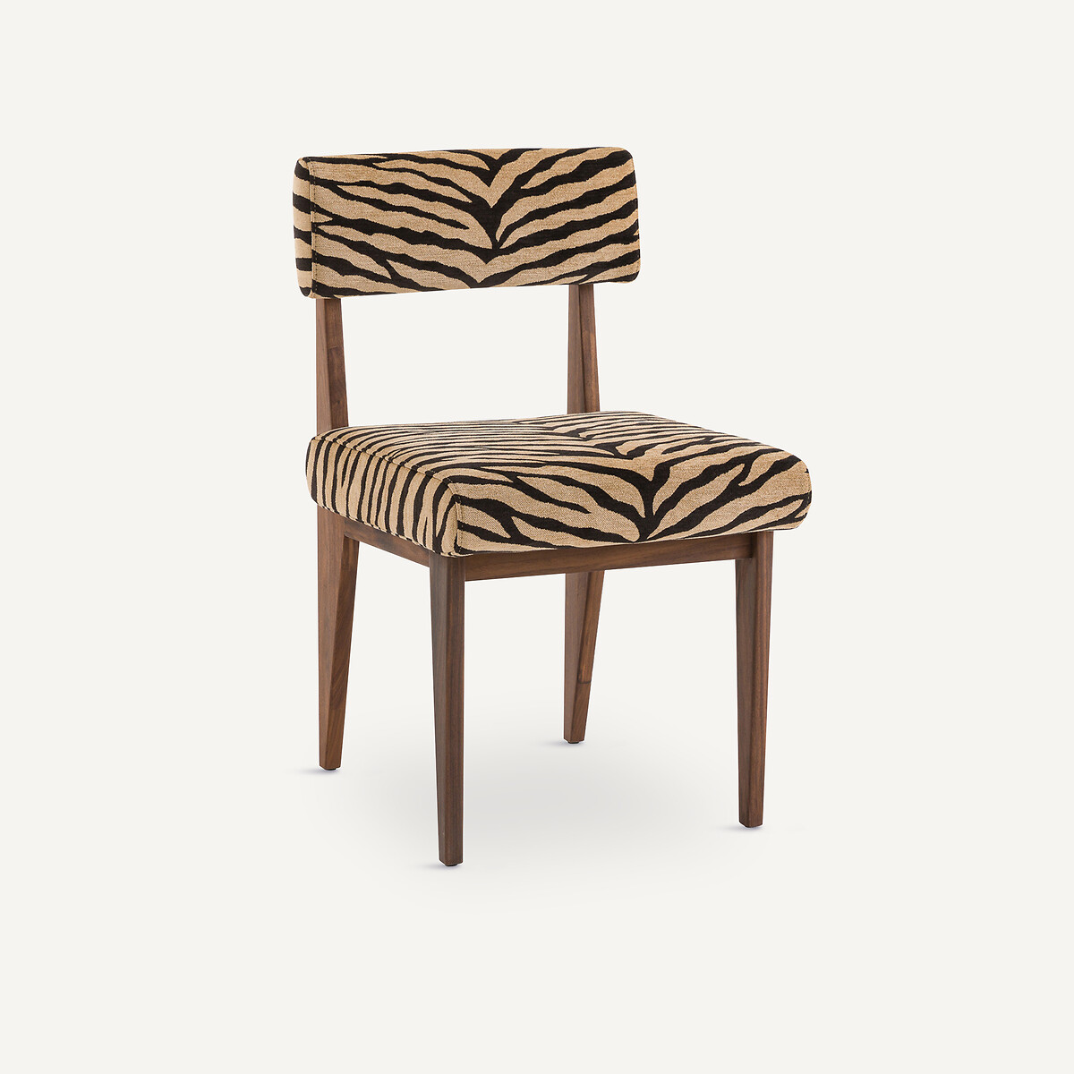 Chaise noyer, tissu jacquard, Izag imprimé animal, AM.PM