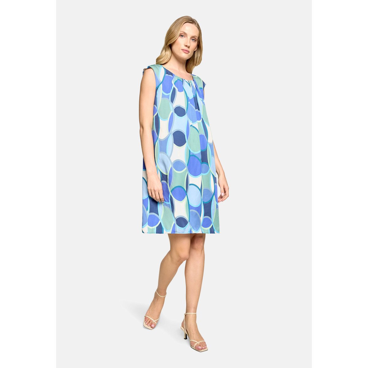 Robe détente à encolure ronde bleu/vert, BETTY BARCLAY