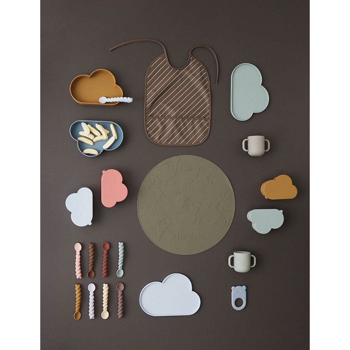 Sets de table en silicone mappemonde MINI bleu, OYOY LIVING DESIGN