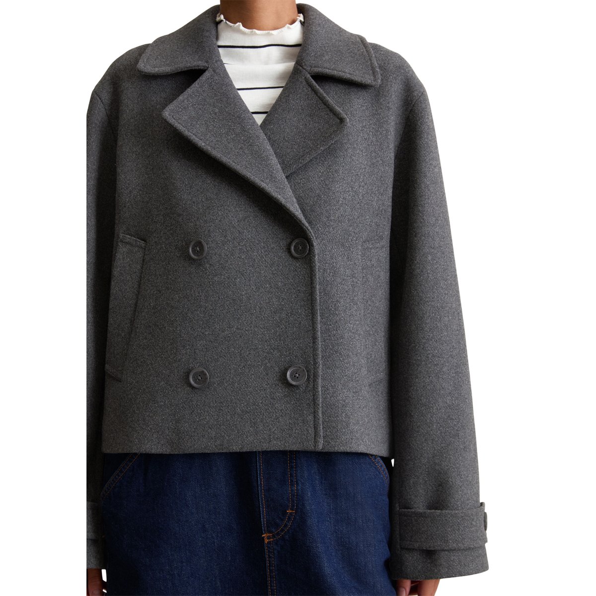 Caban relaxed avec de la laine recyclée gris foncé, MARC O’POLO DENIM