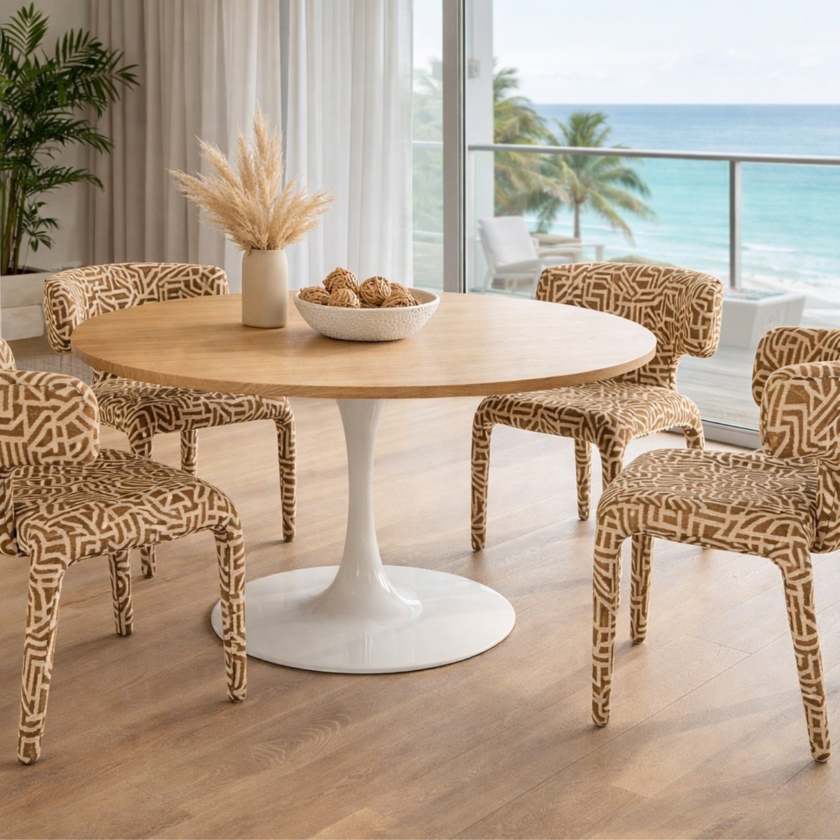 Chaise imprimé géométrique, TOBI marron, KARE DESIGN