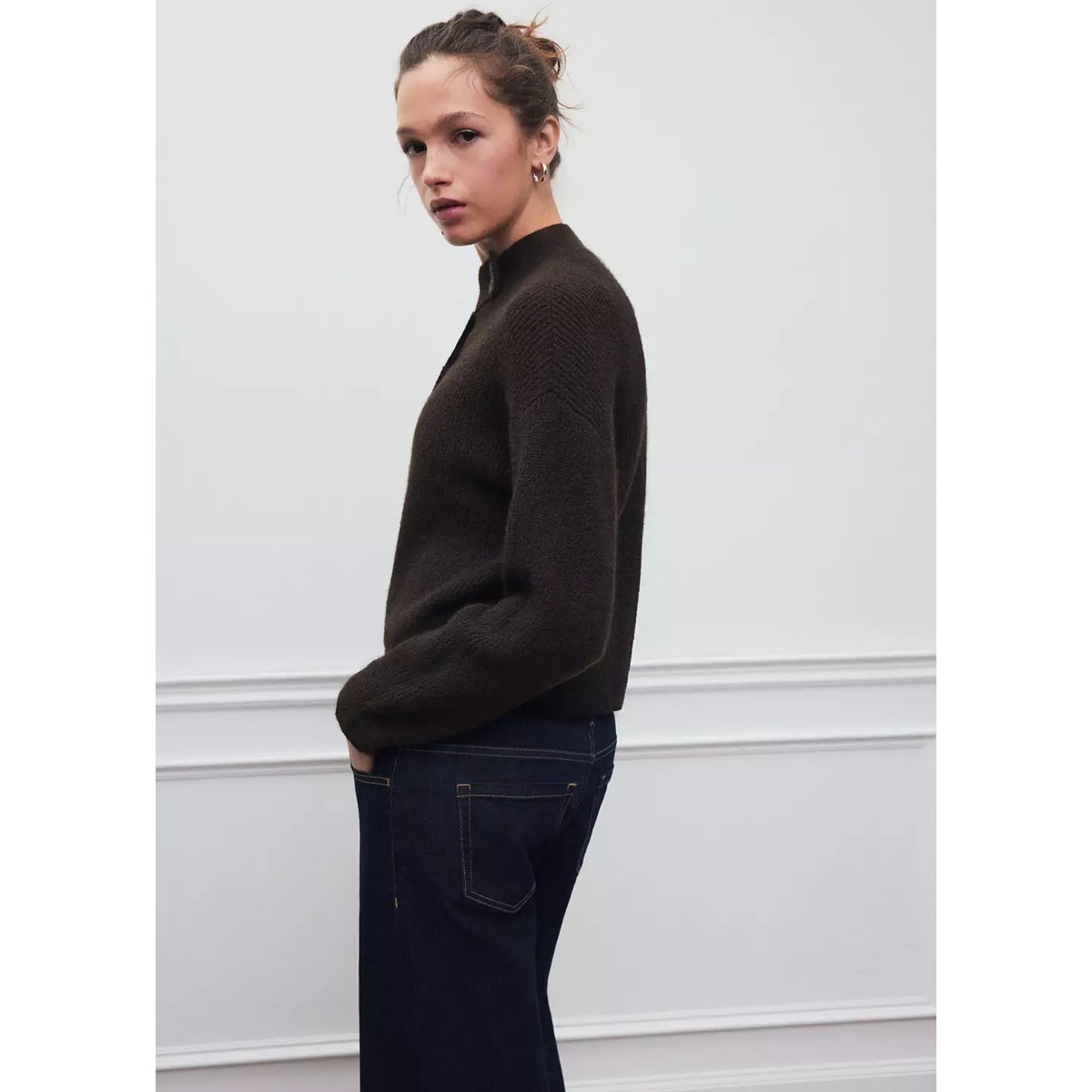 Cardigan côtelé avec boutons marron, MANGO TEEN