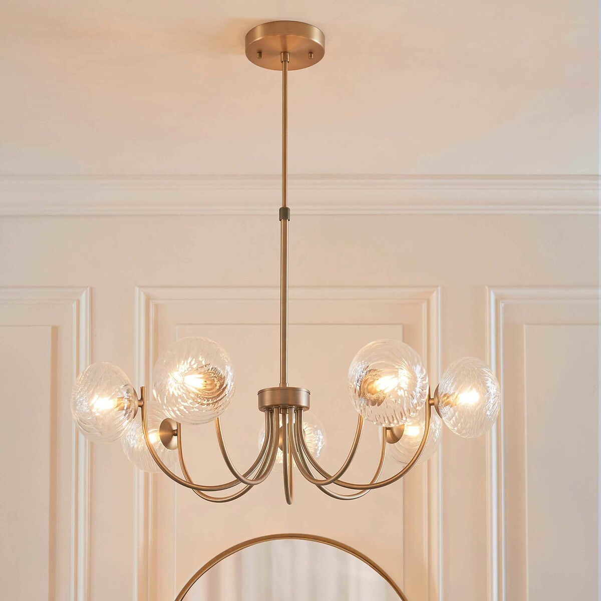 Harville 7-Light Dome Glass Pendant Light aged brass, ÉDITÉ