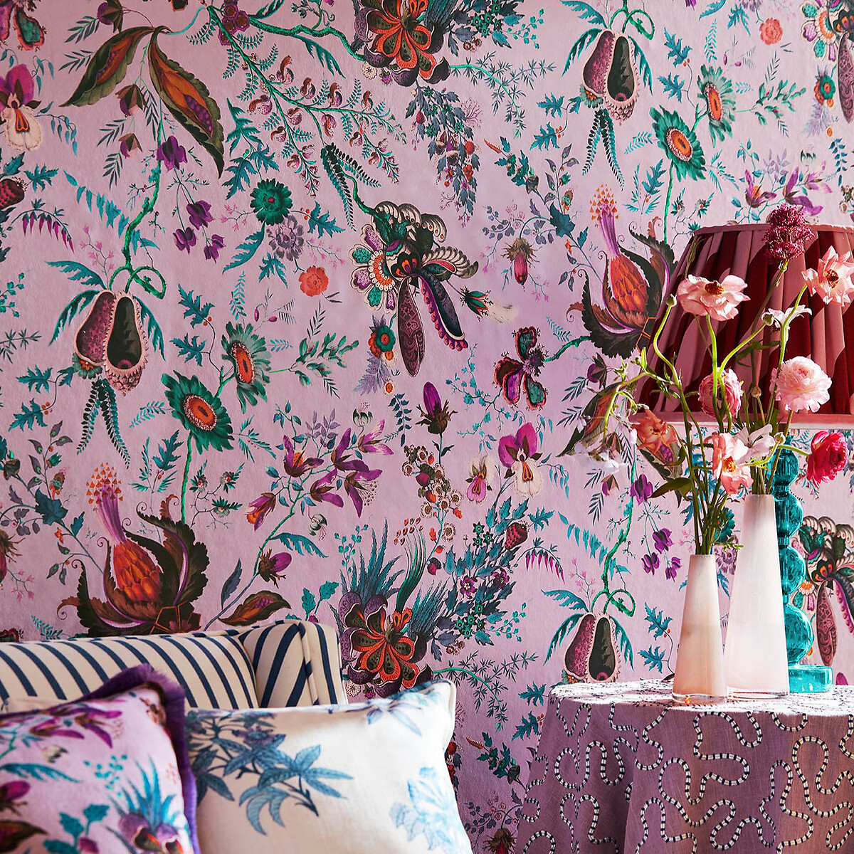 Wonderland Floral Amethyst Lapis Ruby Wallpaper purple, HARLEQUIN X SOPHIE ROBINSON