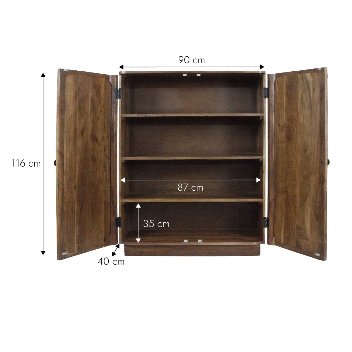 Armoire en bois d'acacia KALEO bois foncé, MADE IN MEUBLES
