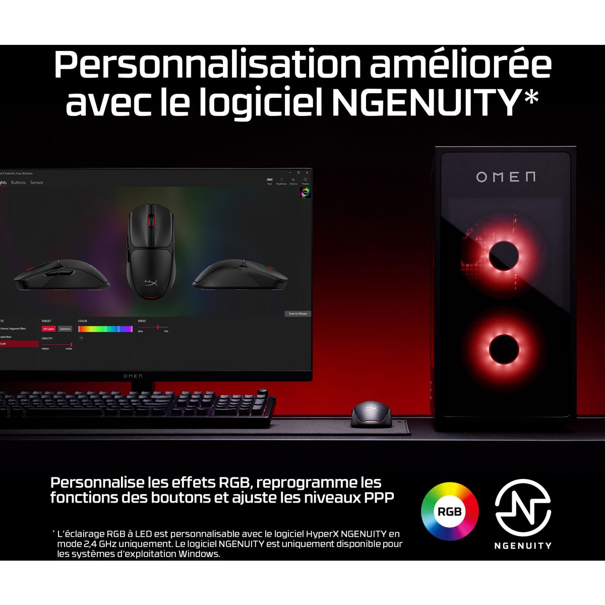 Souris Gamer Sans Fil Pulsefire Fuse couleur unique, HYPER