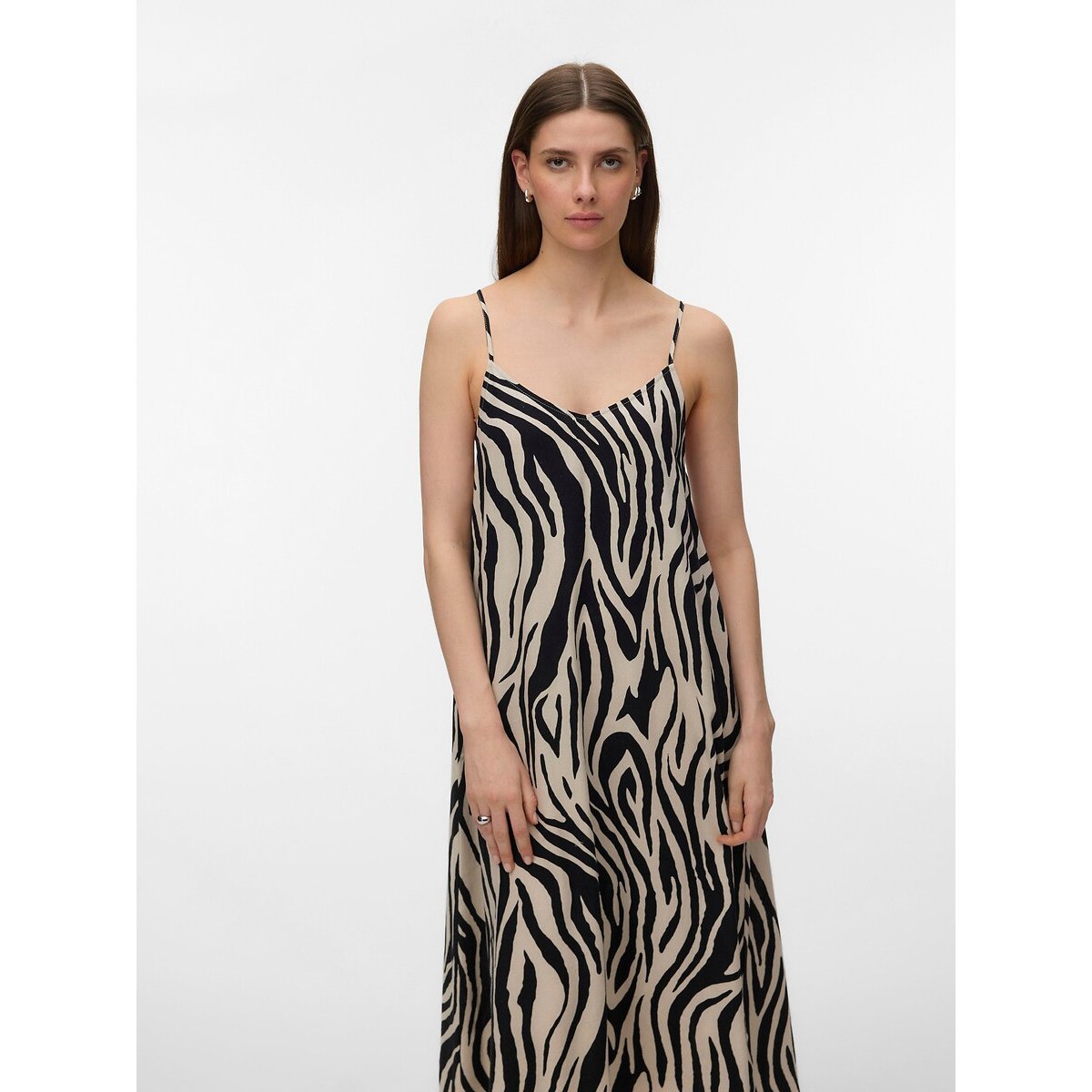 Robe longue imprimée à bretelles imprimé animal, VERO MODA