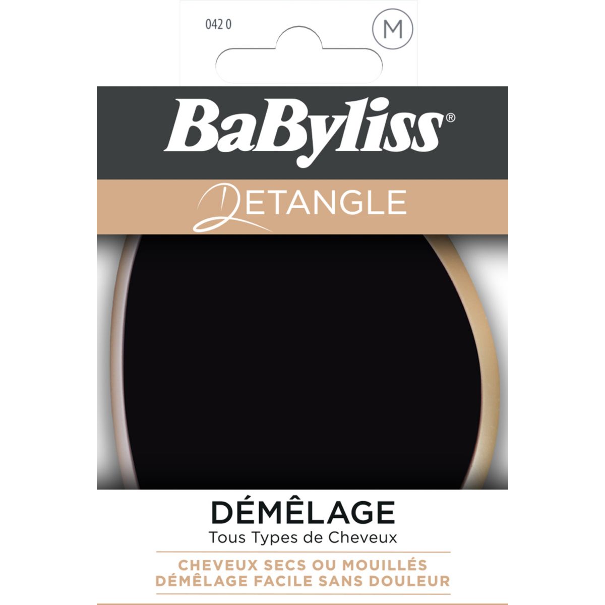 Brosse à cheveux DETANGLE FORMAT VOYAGE couleur unique, BABYLISS