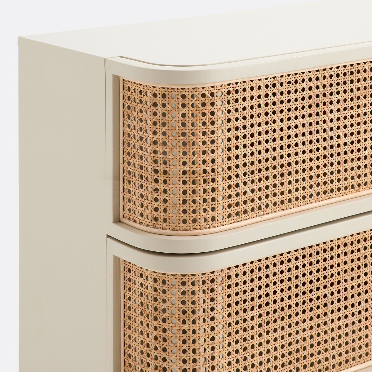 Comò a 6 cassetti con intreccio in rattan, LAORA avorio, LA REDOUTE INTERIEURS