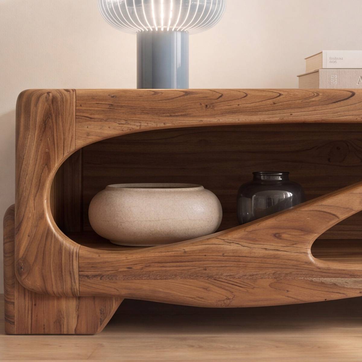 Meuble TV en bois d'acacia TRINITE bois clair, MADE IN MEUBLES