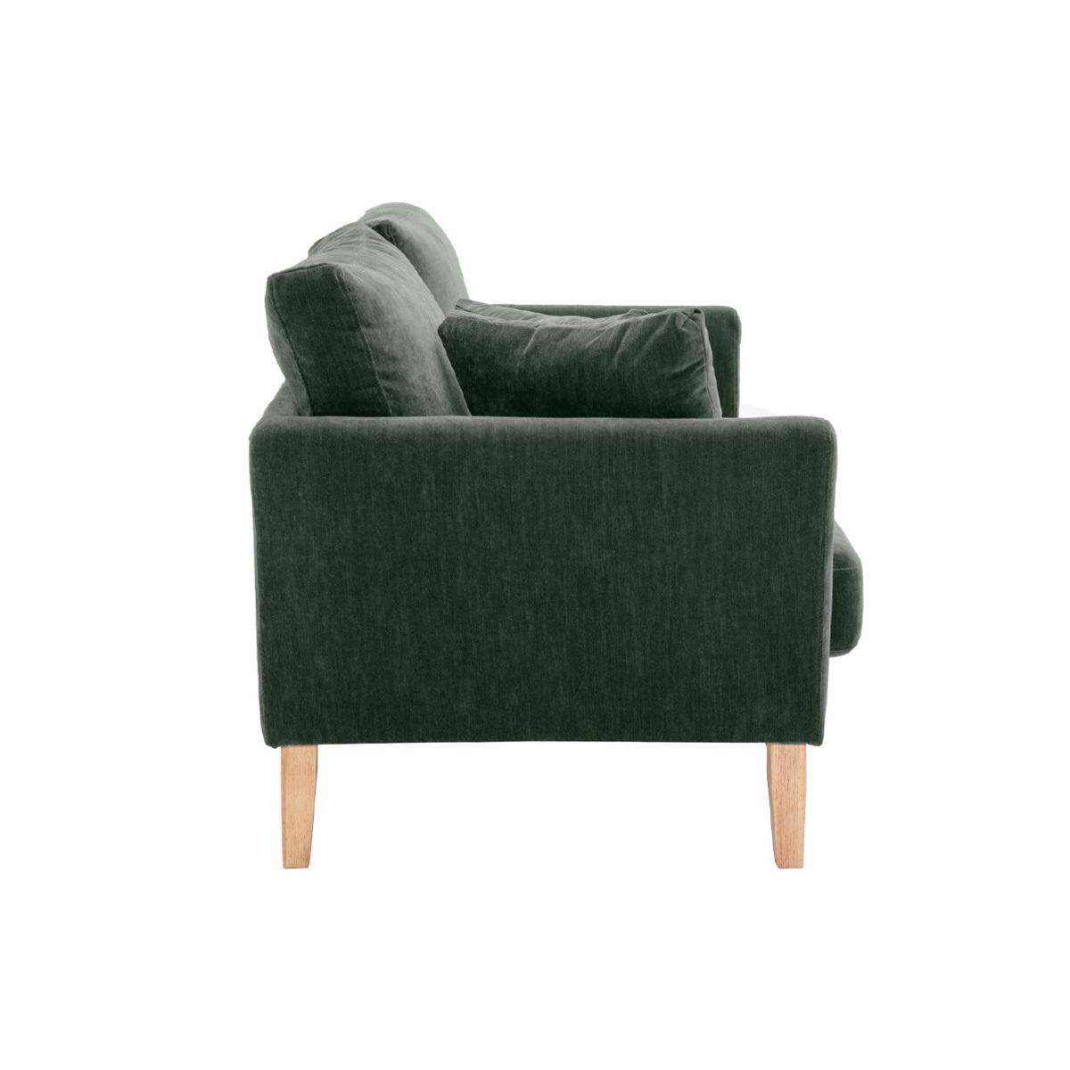 Canapé scandinave déhoussable 2 places en tissu chenille terre brûlée et bois clair OSLO kaki, MILIBOO