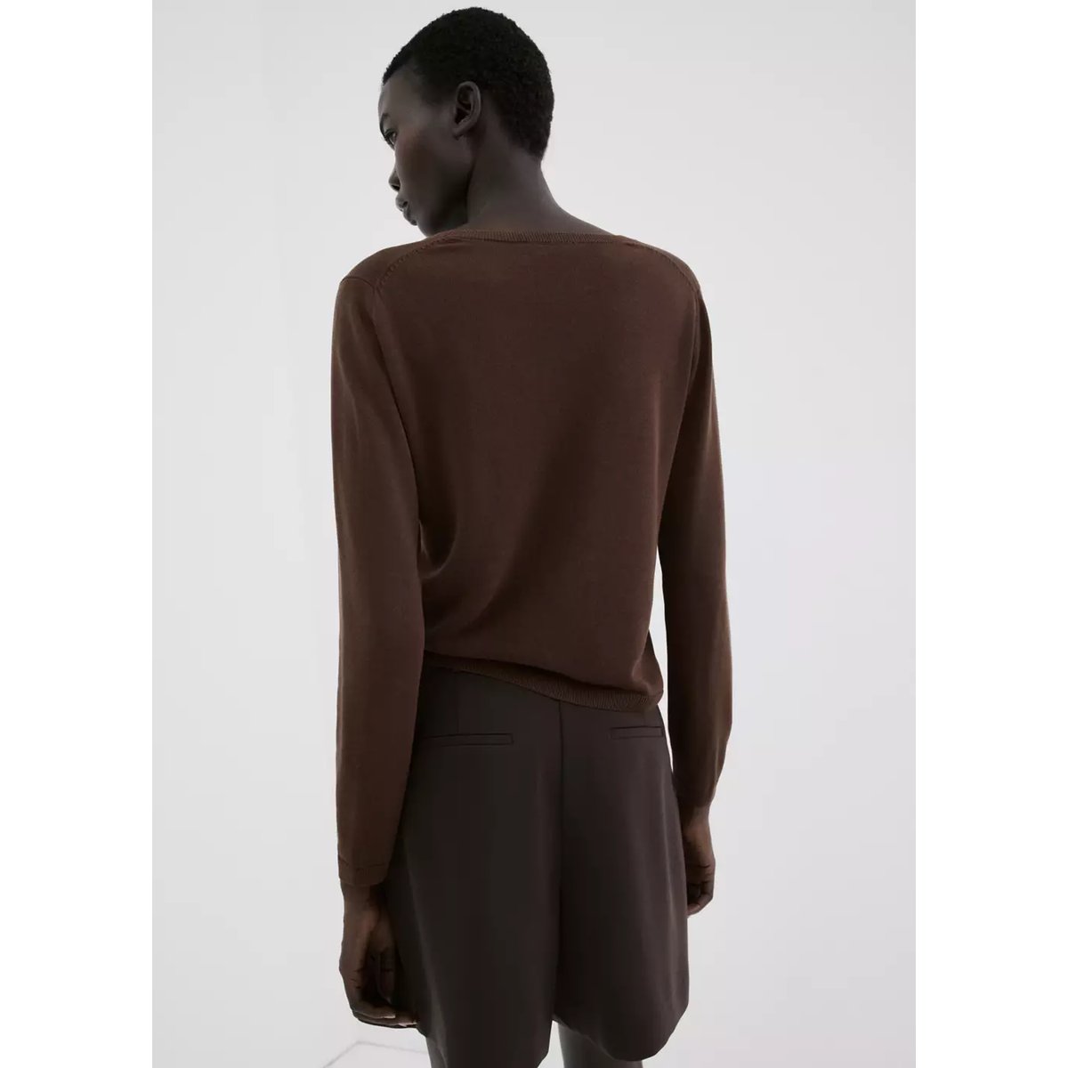 Pull-over maille manches longues chocolat, MANGO