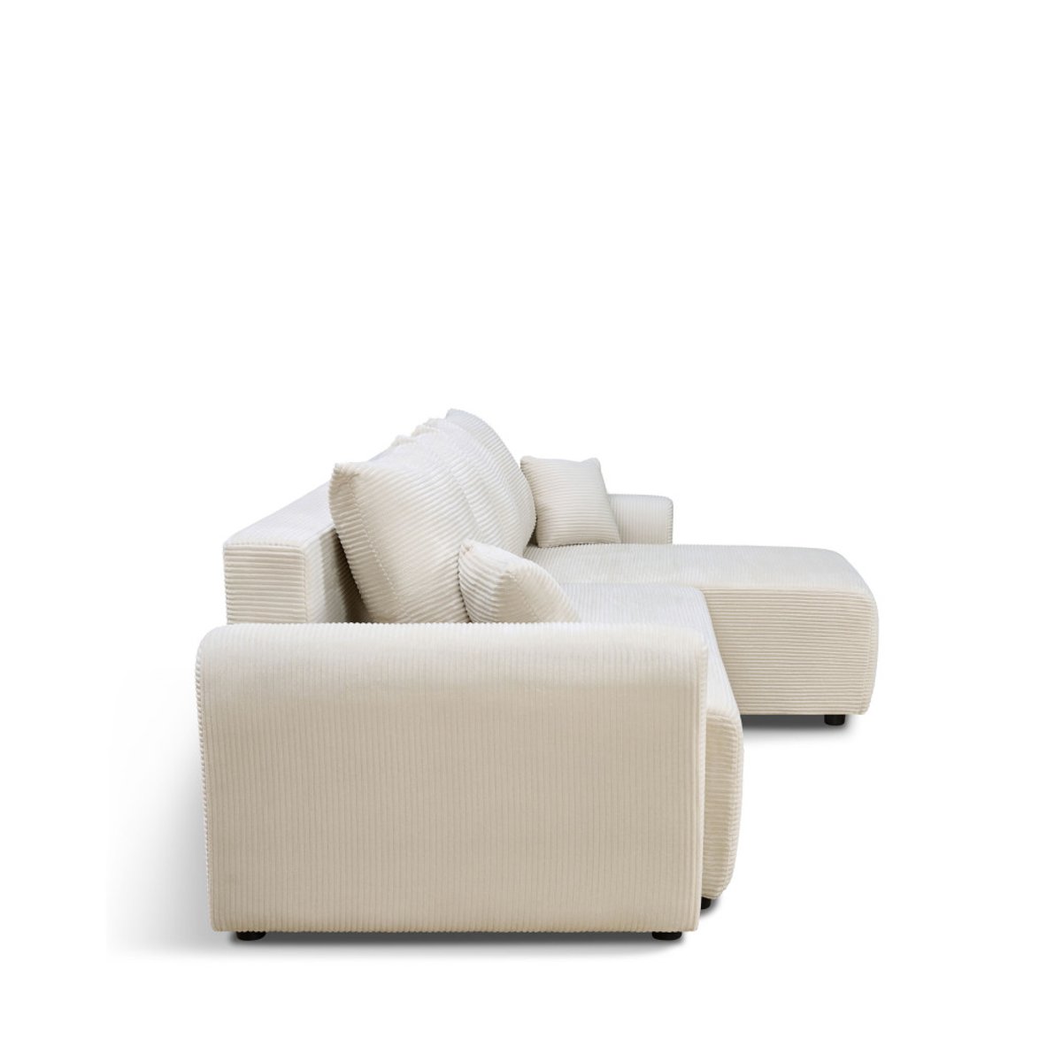 Canapé d'angle convertible réversible 4 places en velours côtelé- POL beige, DRAWER