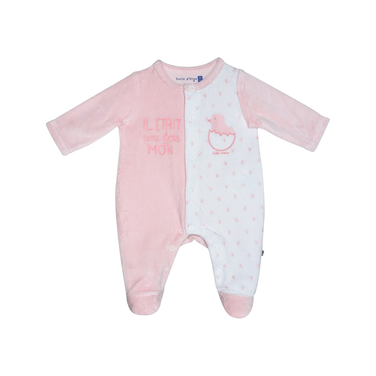 Dors bien perrina velours rase ouverture devant rose, SUCRE D'ORGE
