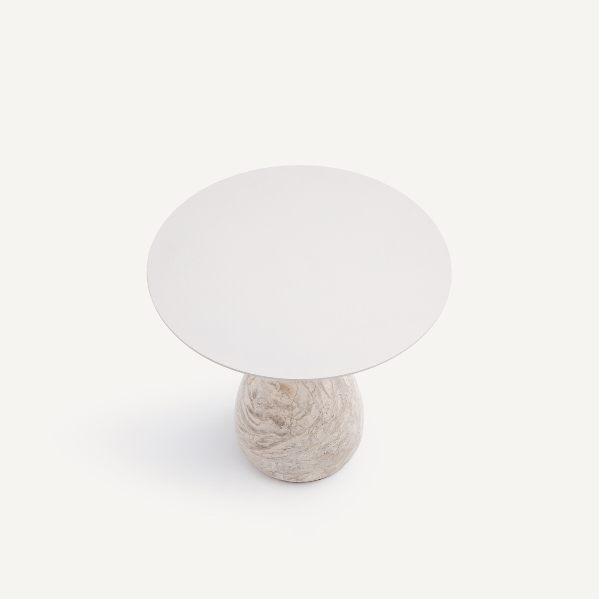 Bout de canapé marbre et métal fer Ø45 cm Balastro grège, AM.PM