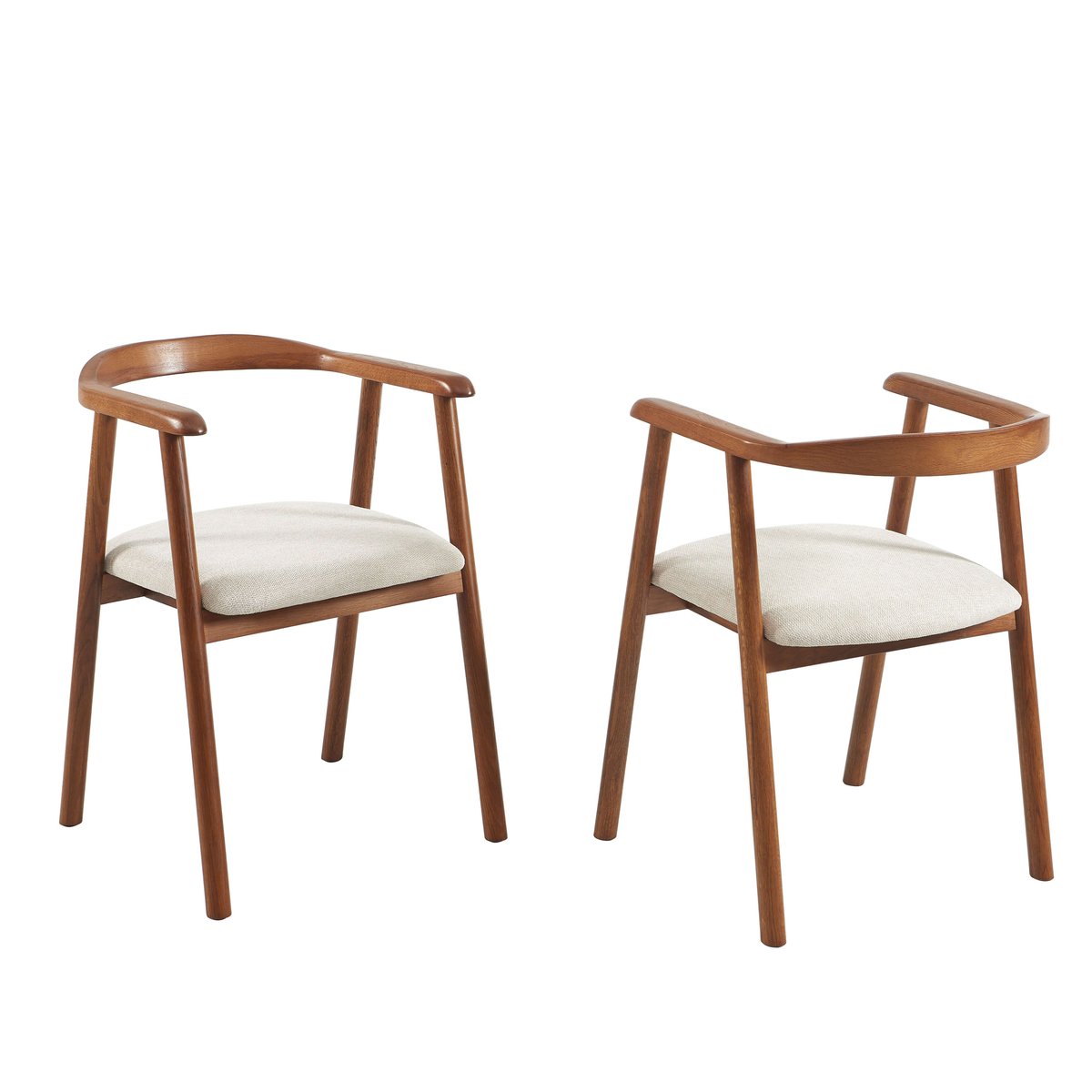 Chaise chêne couleur noyer (lot de 6) LORENZ noyer et beige, SORELH