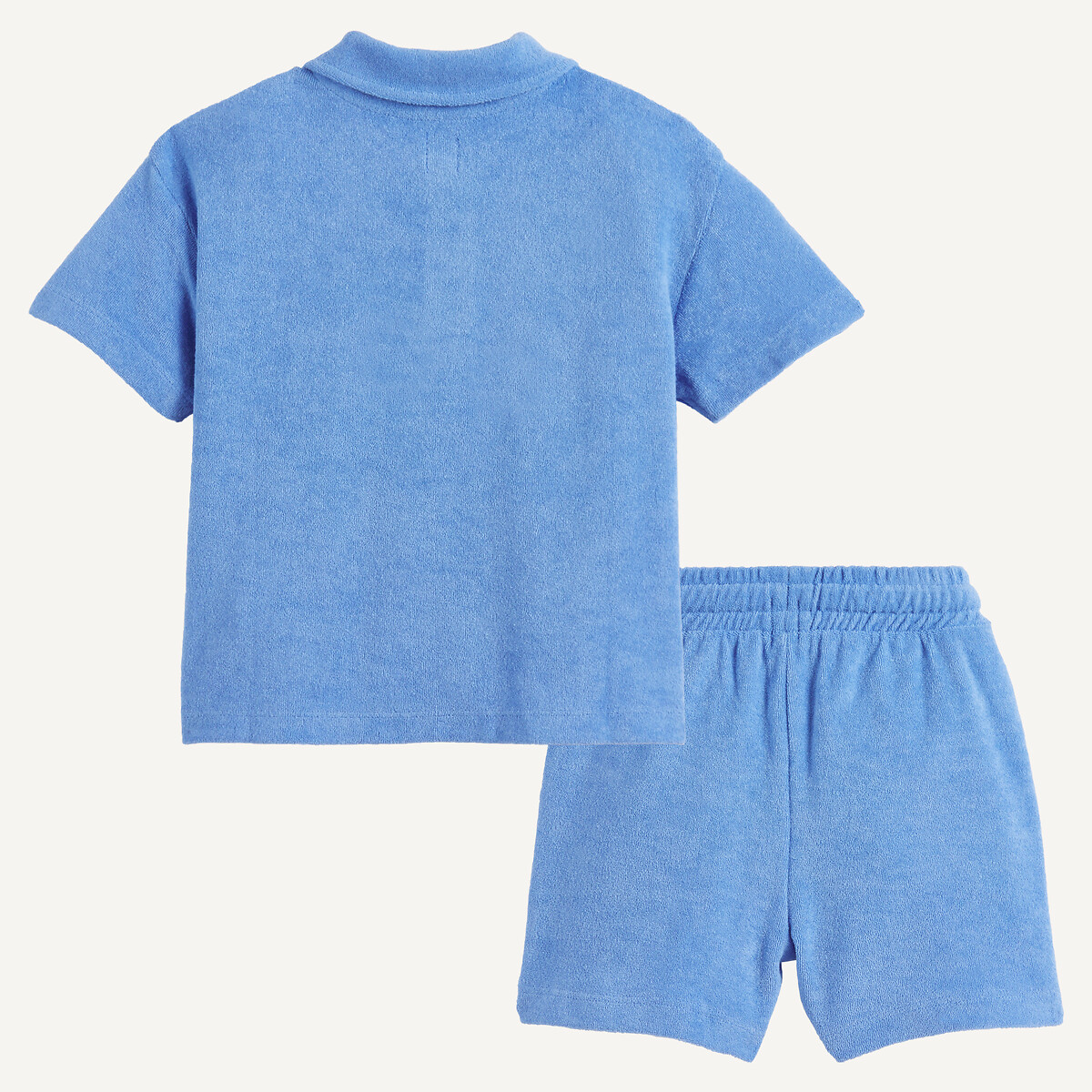 Conjunto de 2 peças, polo e calções, tecido turco azul, LA REDOUTE COLLECTIONS