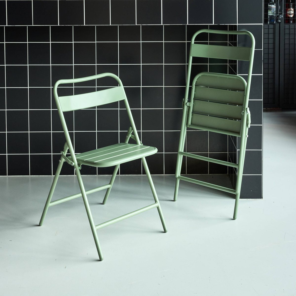 Chaise de jardin pliante acier (lot de 2) AMELIA vert, SWEEEK