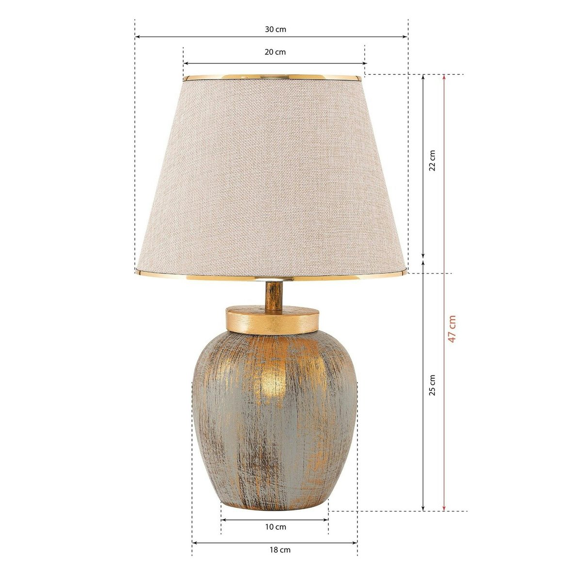 Lampe de salon moderne chic dorée, abat-jour écru KARS doré, PIER IMPORT