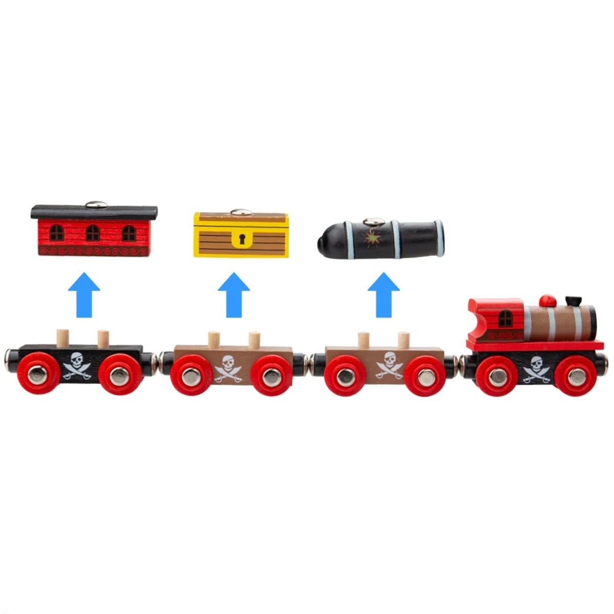 Train en bois Pirates rouge, BIGJIGS
