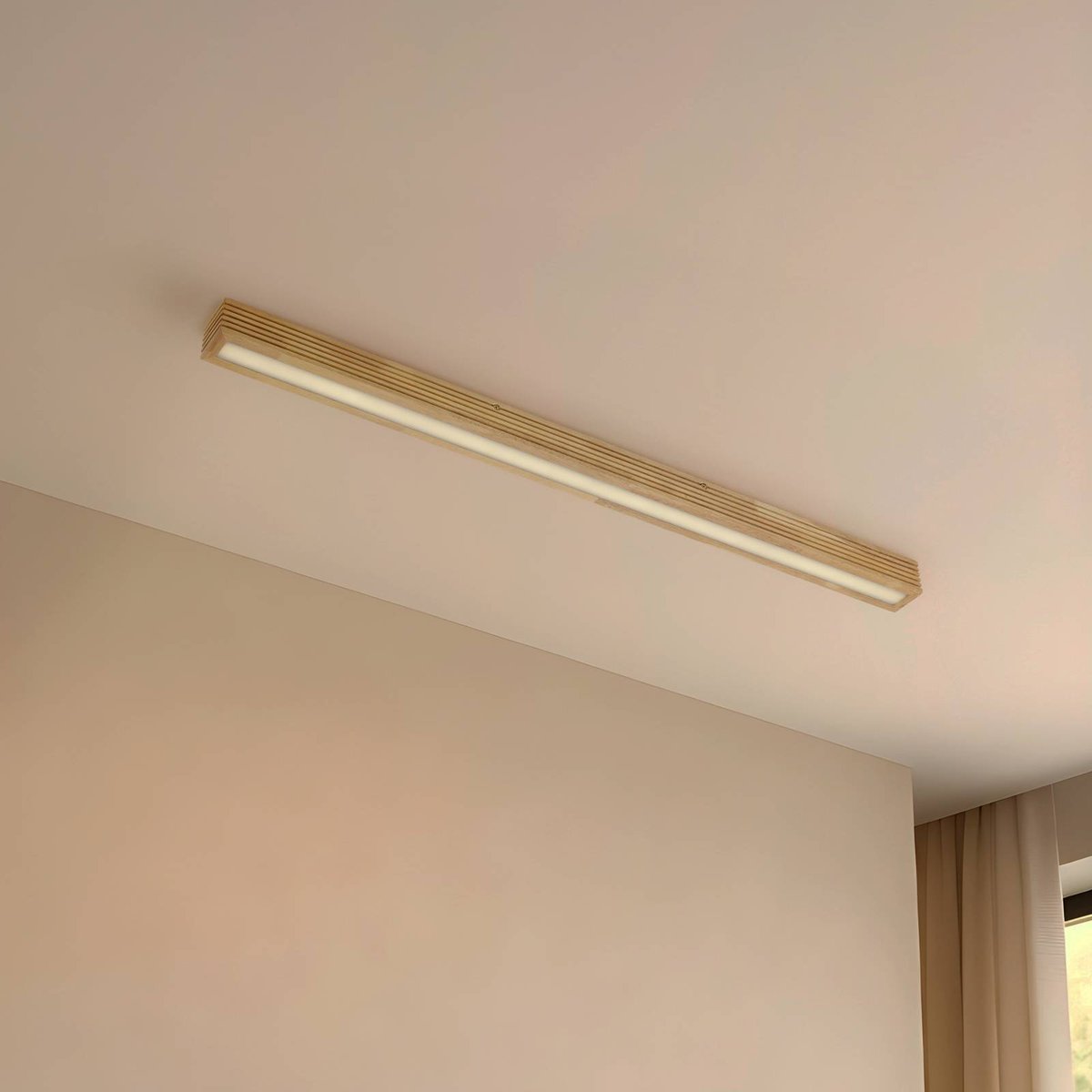 Plafonnier en bois designLED, Emara chêne clair, noir, blanc, LUCANDE
