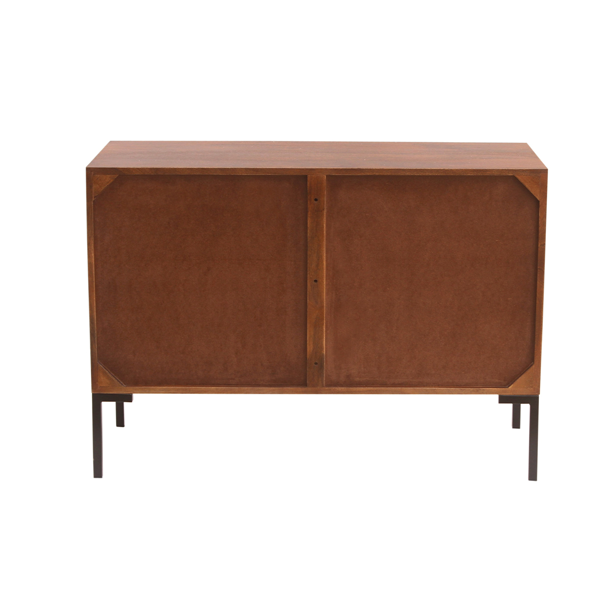 Buffet en bois foncé manguier massif et métal noir 2 portes L100 cm ONDA noyer, MILIBOO