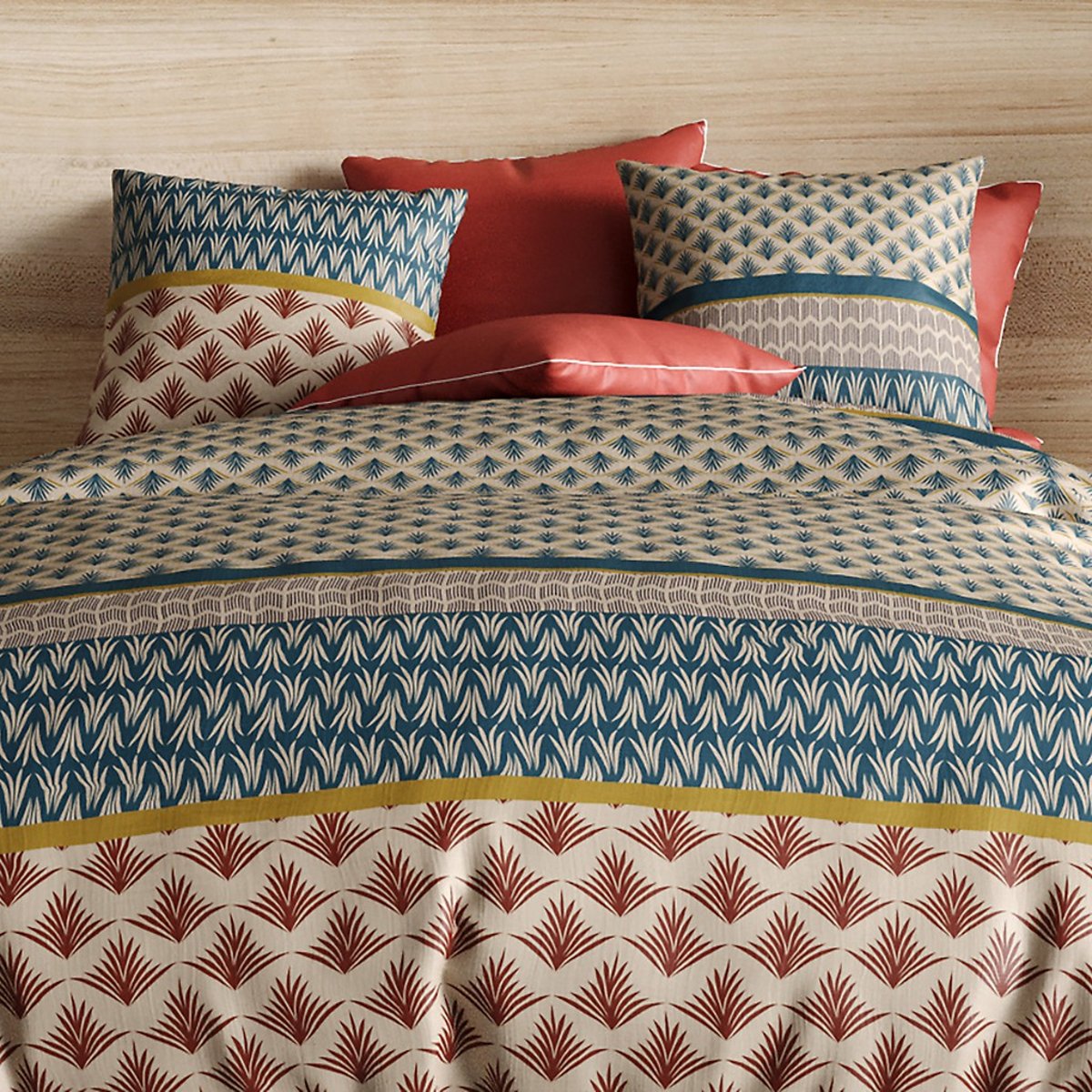 Parure housse de couette 100% coton 71fils manille bleu, ATELIER DU COTON