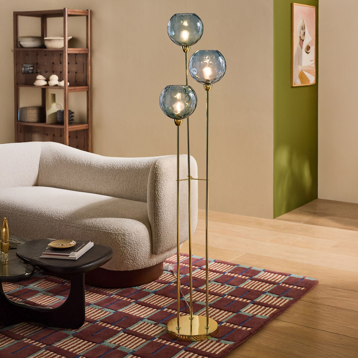 MADE.COM Ilaria 3-Light Swirl Glass Floor Lamp blue, MADE