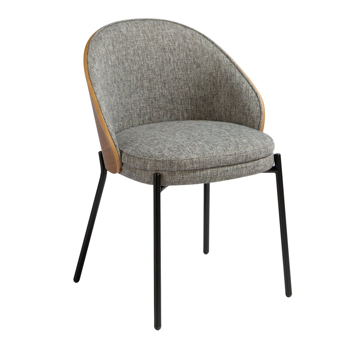 Chaise en tissu et noyer gris | noyer | noir, ANGEL CERDA
