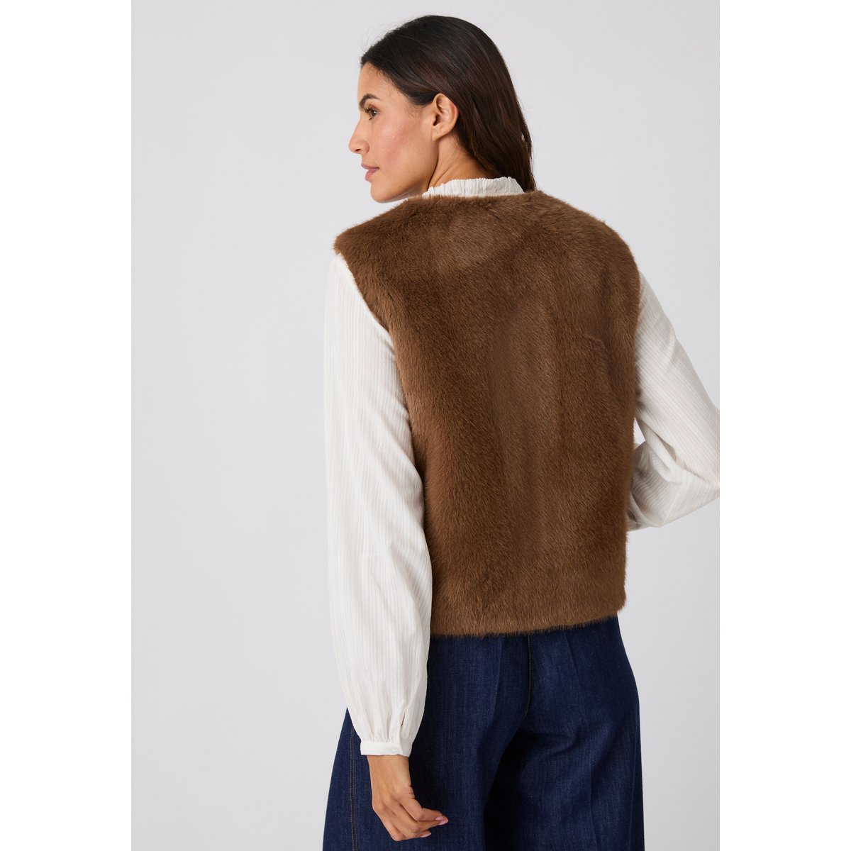 Veste sans manches toucher doux marron, DAMART