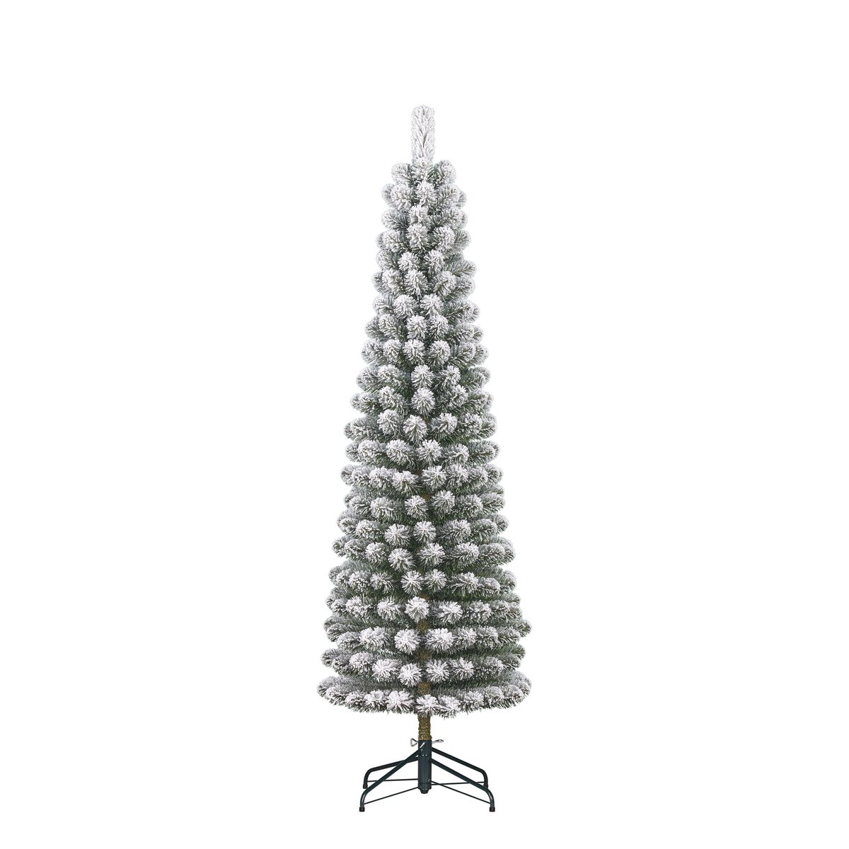 Sapin de Noël artificiel étroit enneigé H215 cm CHARLTON vert, BLACK BOX TREES