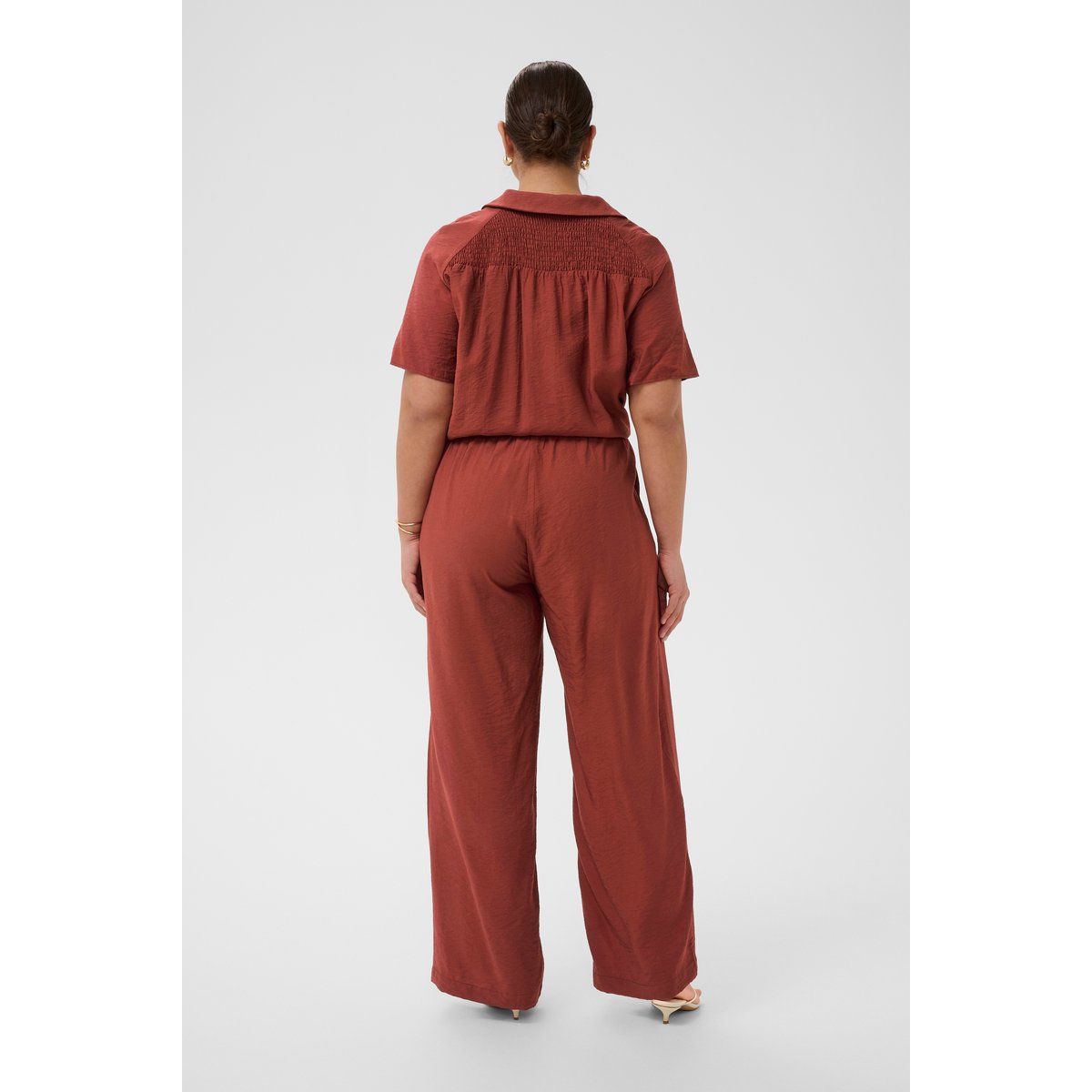 Pantalon casual marron henna, KAFFE CURVE