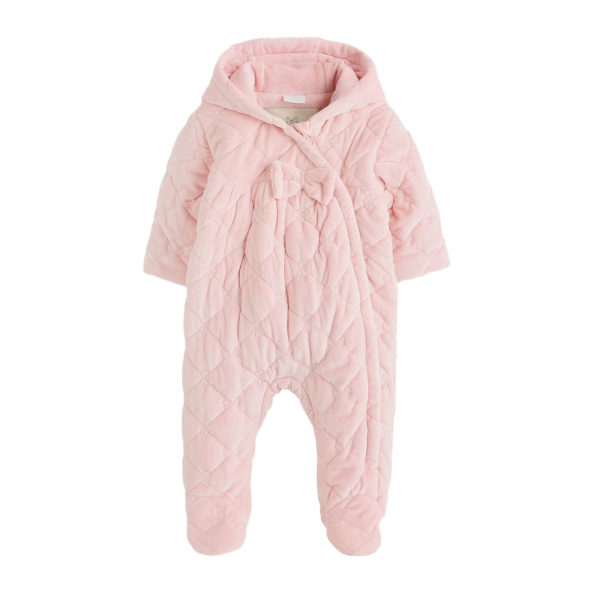 Combinaison intégrale bébé matelassée fermeture éclair en velours rose, NEXT
