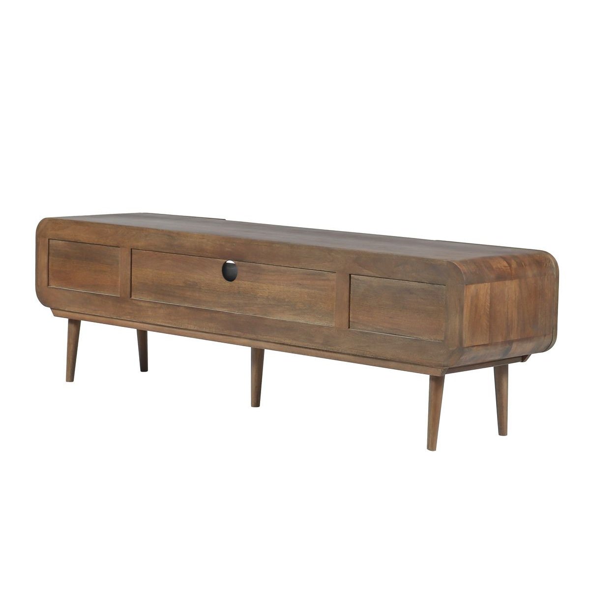 Meuble TV 180 cm bois massif, BRUNE marron foncé, BOBOCHIC