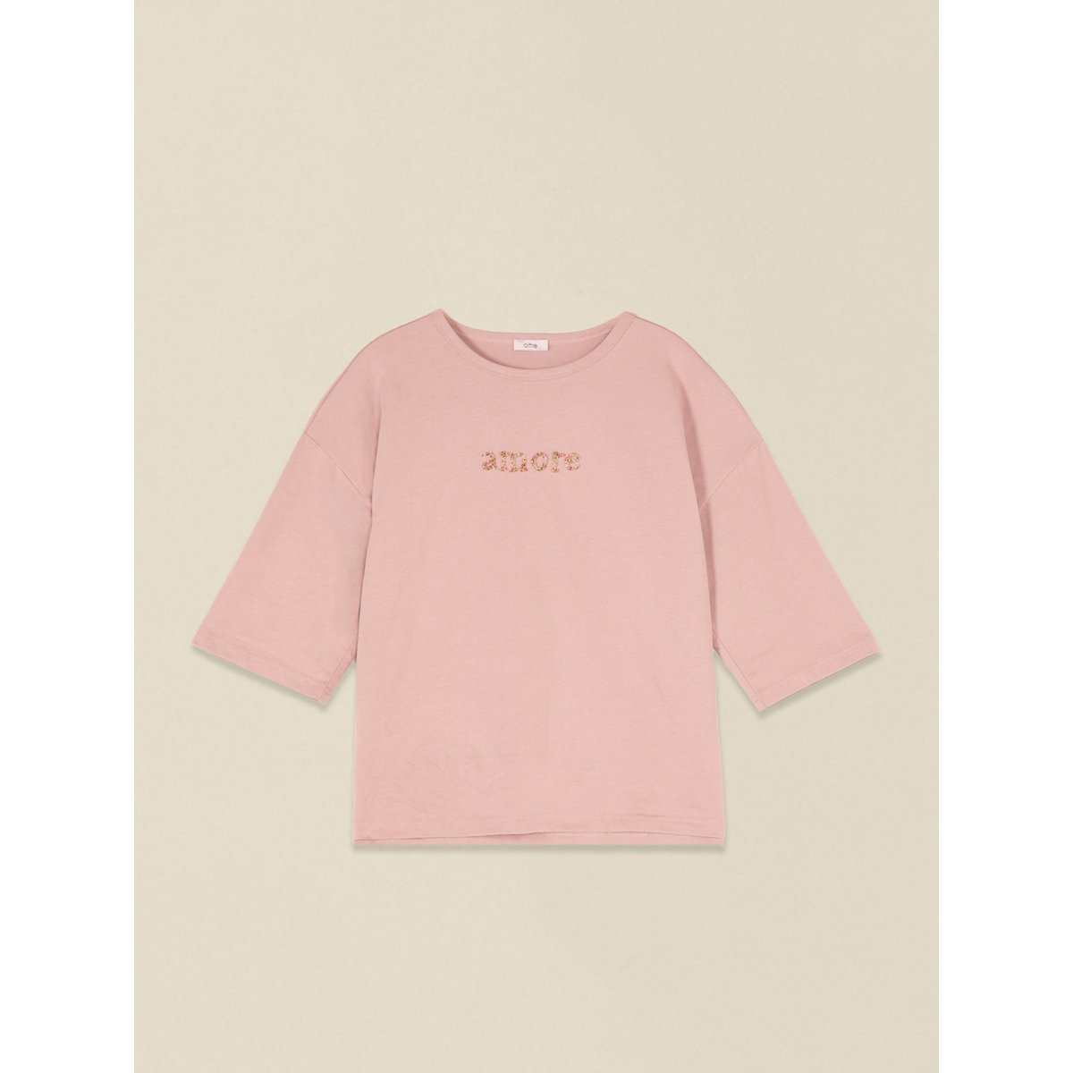 T-shirt avec broderie lettrage rose, OLTRE