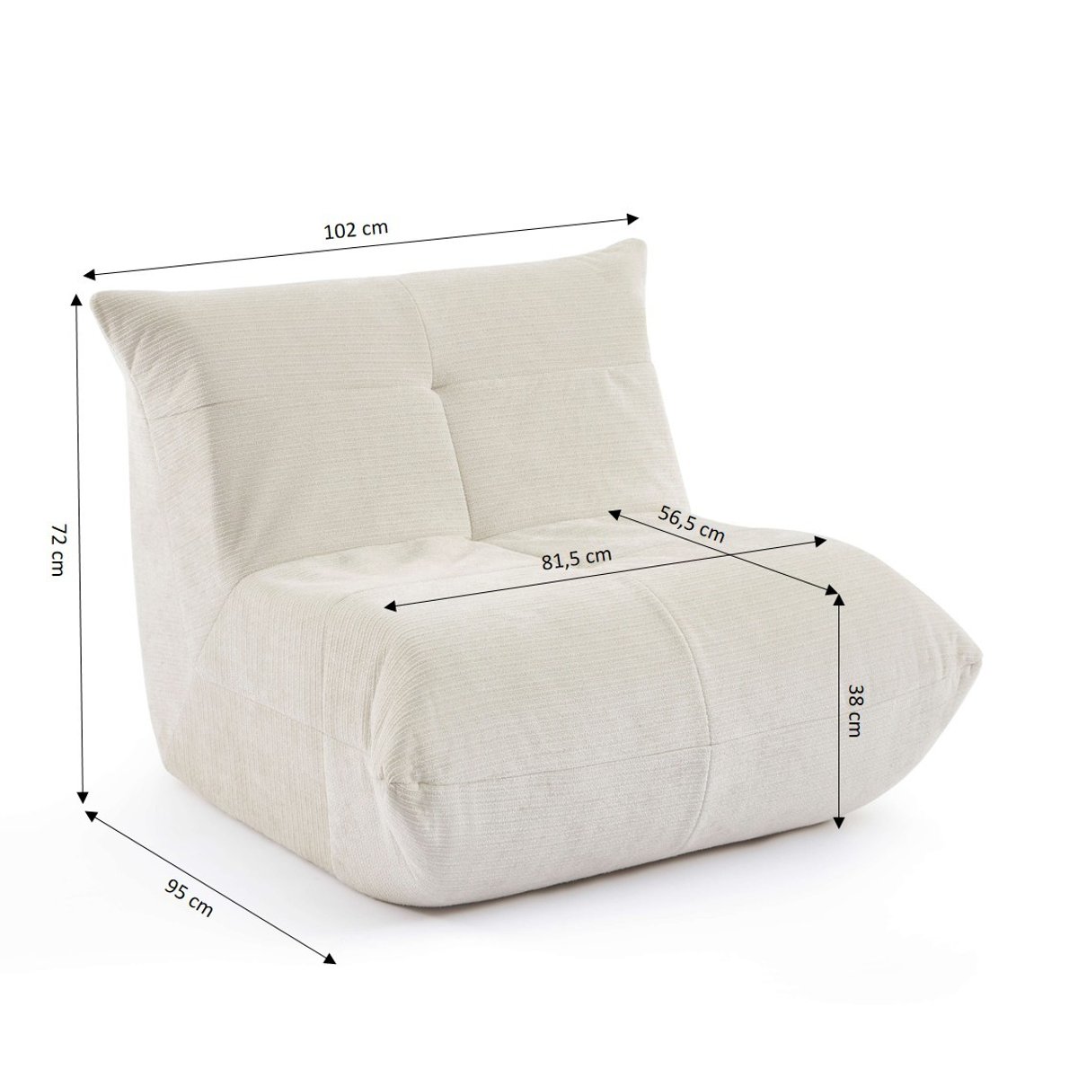 Fauteuil compressé en mousse et tissu  KAIDO beige, BAÏTA