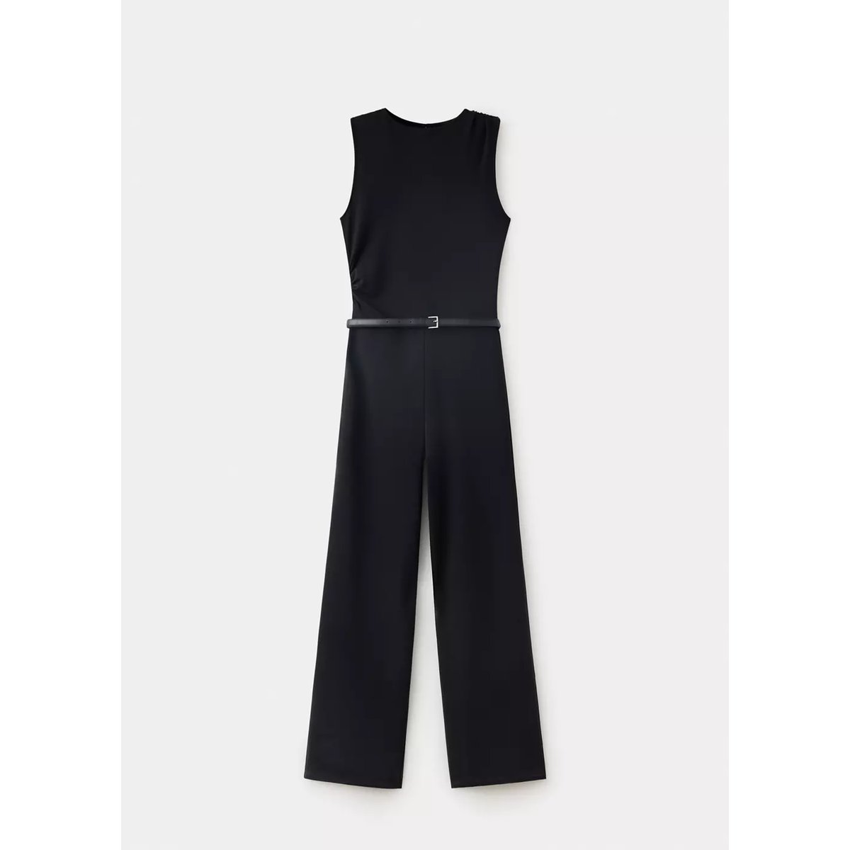 Combinaison à ceinture avec détails froncés noir, MANGO