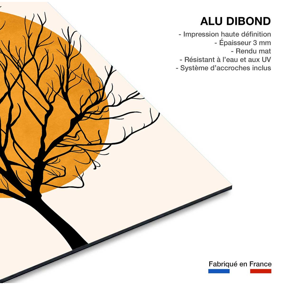 Tableau dessin soleil caché tableau alu dibond, HEXOA
