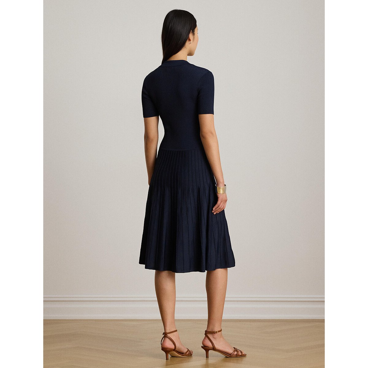 Robe au genou à manches courtes marine, LAUREN RALPH LAUREN